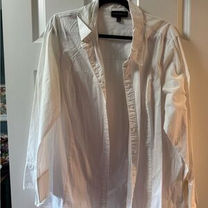 Lane Bryant White Long-Sleeve Button-Down Shirt